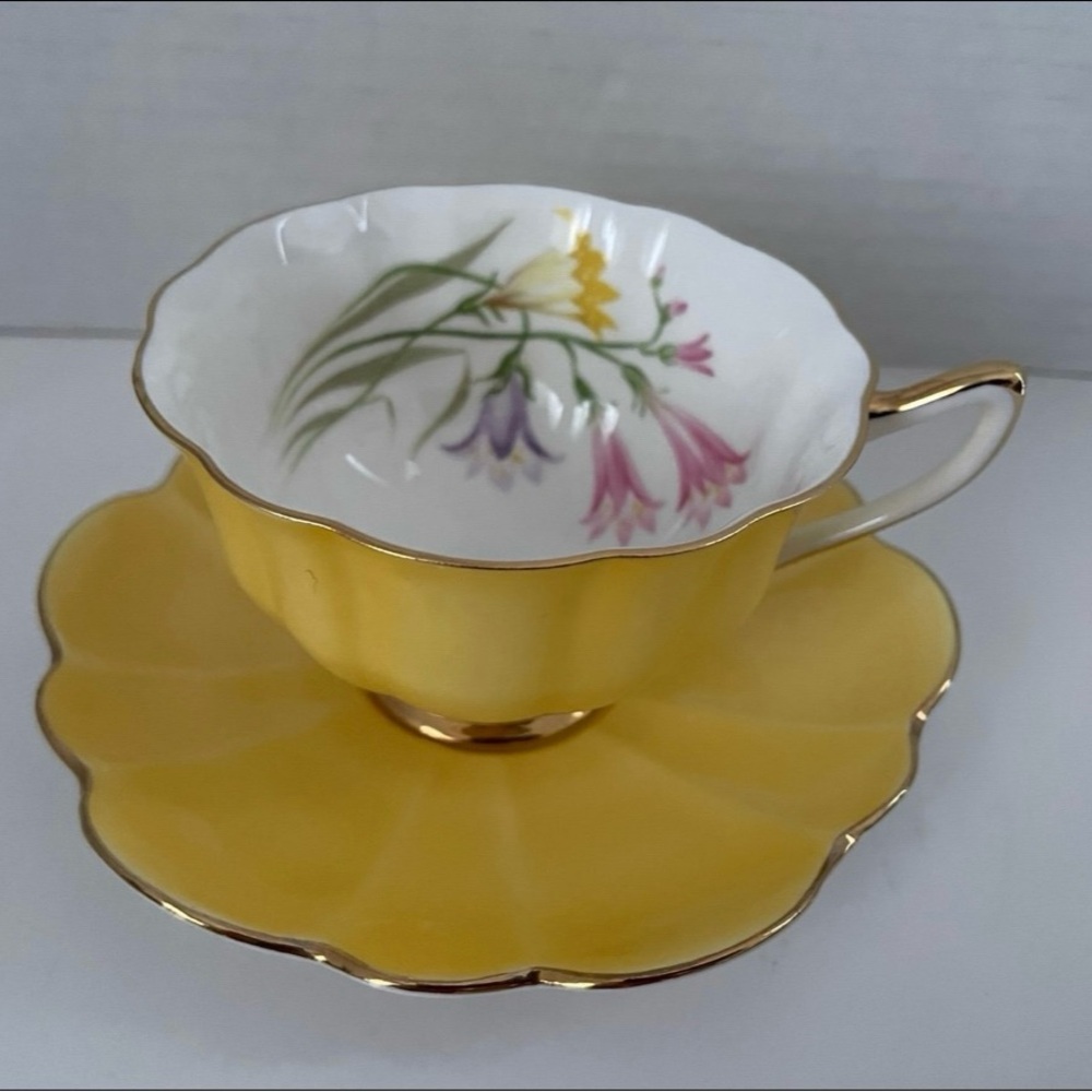 Shelley England Athol Shape Cup & Saucer Freesia Pattern Vintage